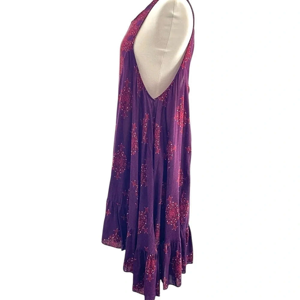 Free People Annka Border Slip Dress Asymmetrical Purple and Pink High-Lo Size M